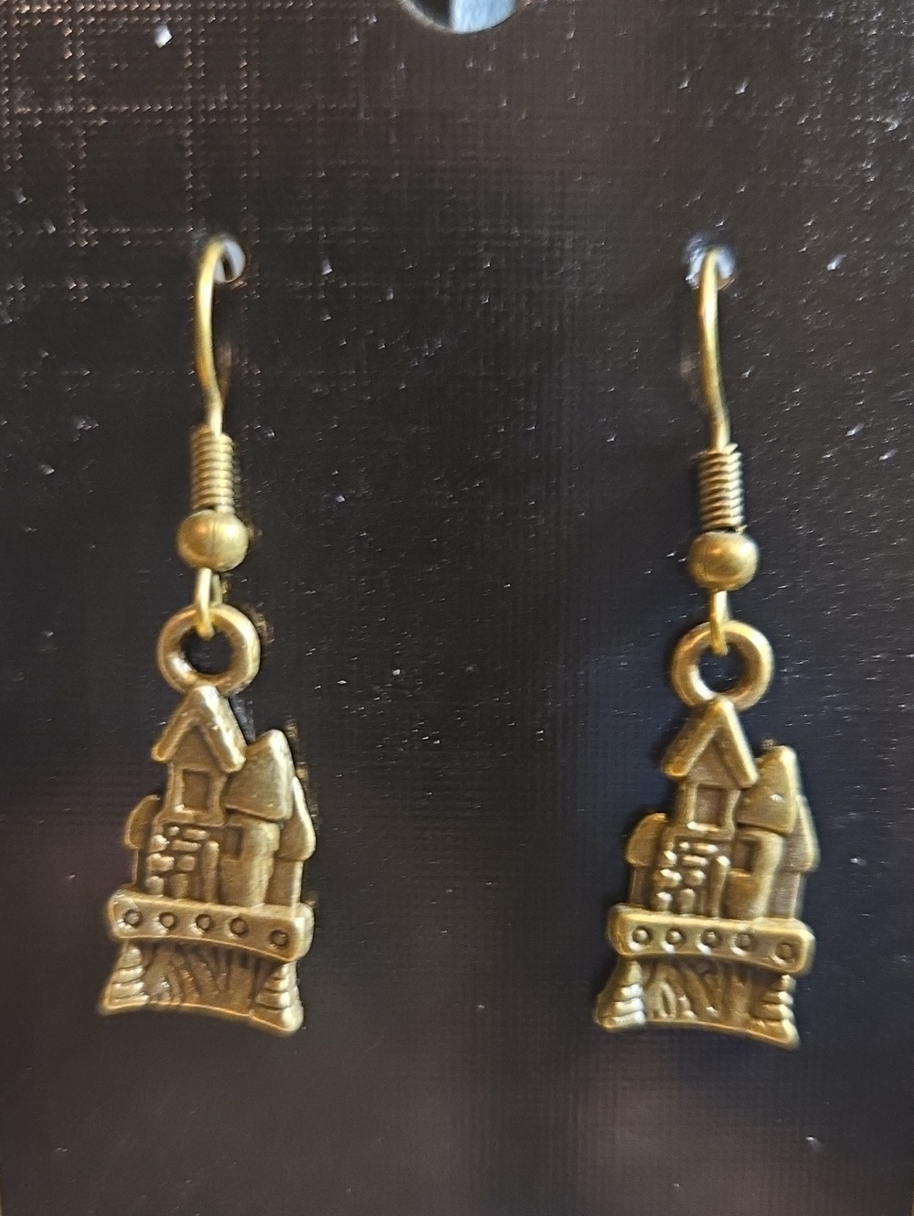 Antique Gold Castle Dangle Earrings - Women Jewelry